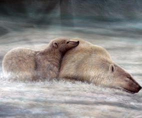 Mor og barn isbjørne
