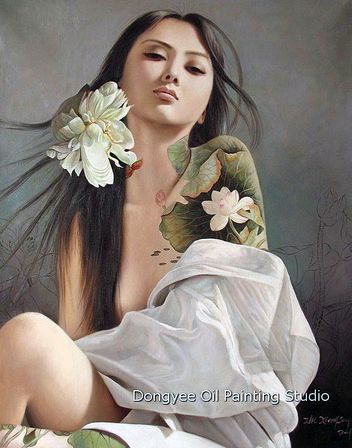 Pige med hvid blomst